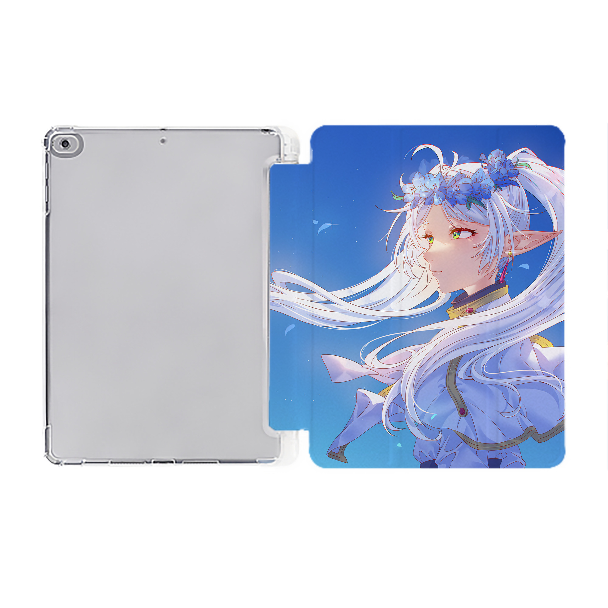（画像用） 葬送のフリーレン Frieren IPad ケース ペン収納付き 三つ折りスタンド PUレザー×シリコン 対応機種9.5/10.5/10.9インチ